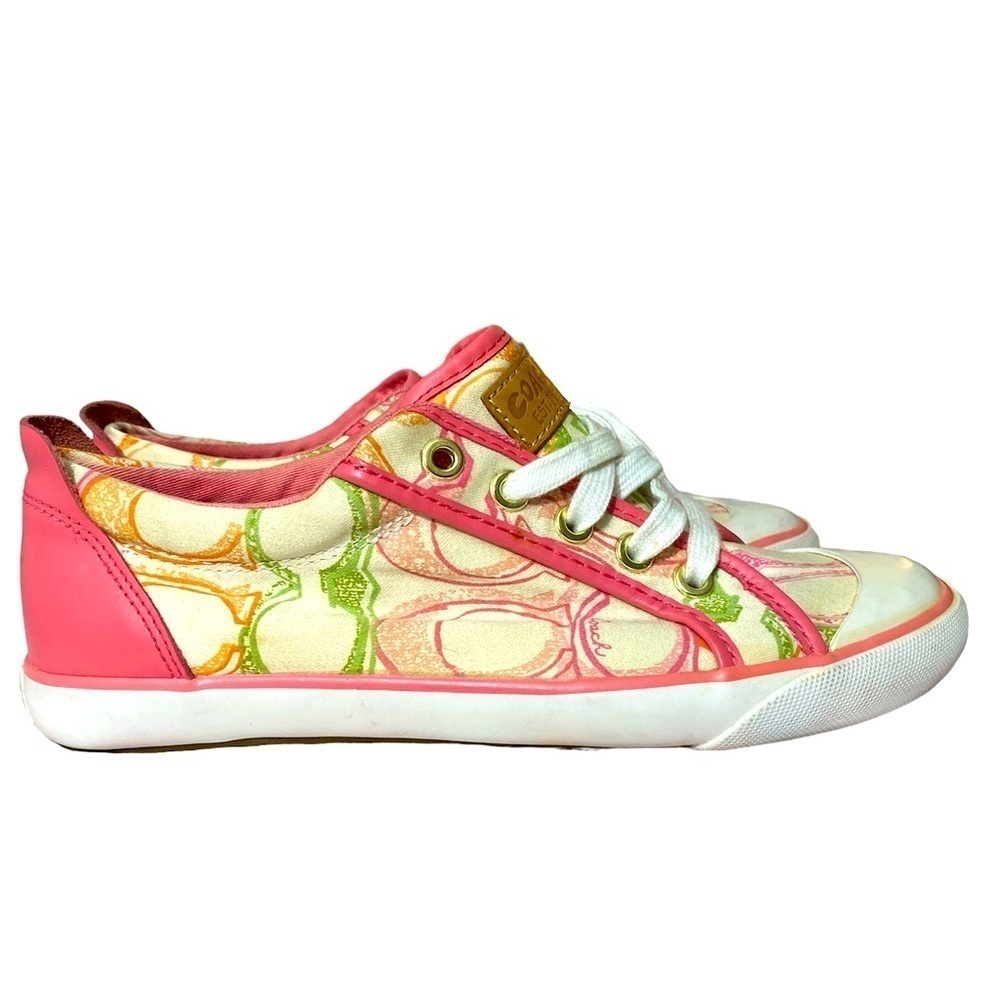 Coach Barrett Q675 tennis shoes sneakers beige orange pink peach lime green #OSS